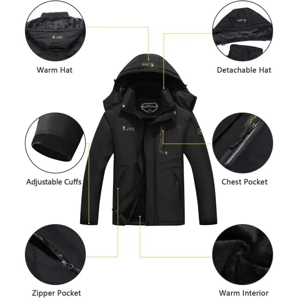 Men's Ski Jacket Warm Winter Snow Coat Waterproof Mountain Windbreaker Snowboard